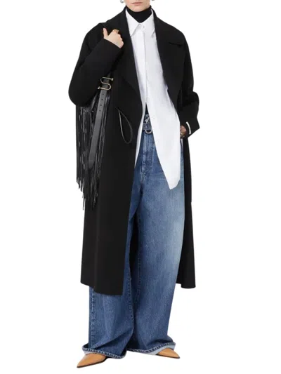 Sportmax Double-faced Wool Wrap Long Coat In Black