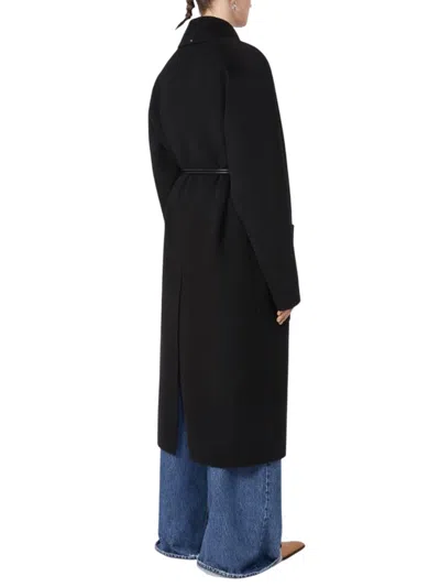 Sportmax Double-faced Wool Wrap Long Coat In Black