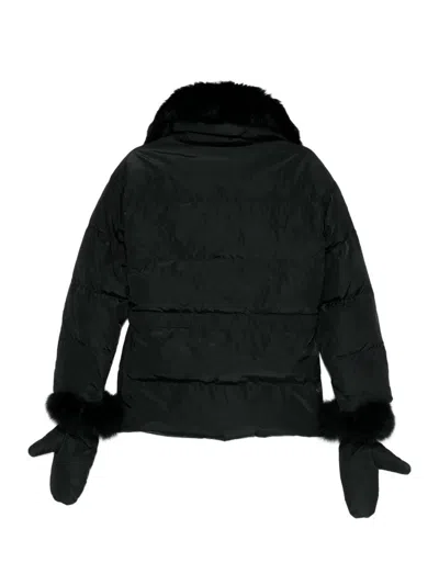 Yves Salomon Doudoune Short Down Jacket With Fur Inserts And Belt Clothing In Black