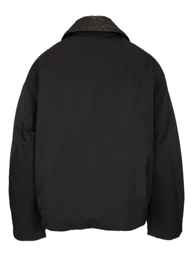 Bottega Veneta Down Jacket With Leather Trim And Intrecciato Motif Coats Black In Black