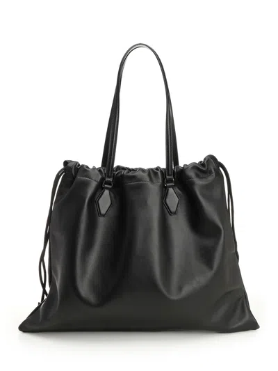 Jimmy Choo Drawstring Tote/l Soft Nappa W/embossed  Shoulder Bags Black