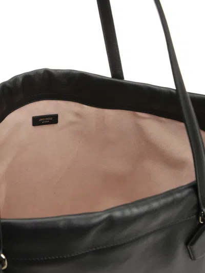 Jimmy Choo Drawstring Tote/l Soft Nappa W/embossed  Shoulder Bags Black