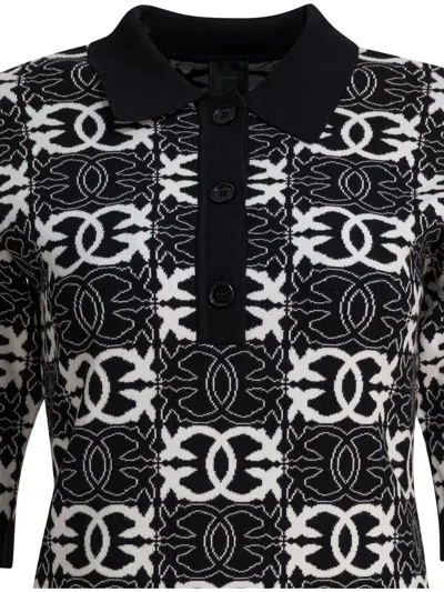 Pinko Love Birds Dress In Viscose Blend In Black