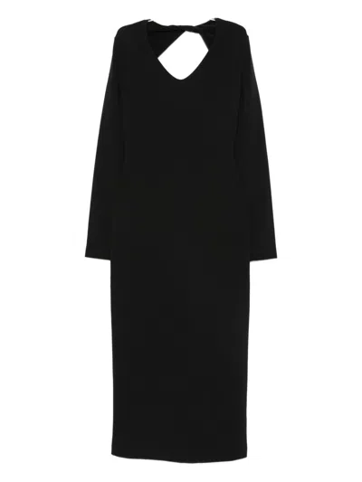 Emporio Armani Midi Dress Featuring Knot Detail And Open Design In Black