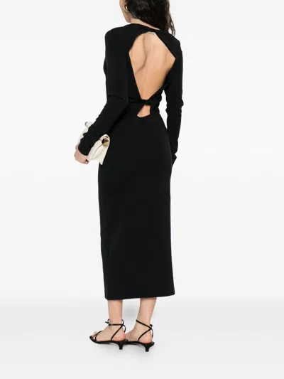Emporio Armani Midi Dress Featuring Knot Detail And Open Design In Black