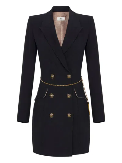 Elisabetta Franchi Chain-embellished Double-breasted Dress In Black