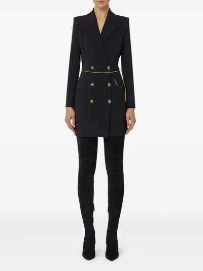Elisabetta Franchi Chain-embellished Double-breasted Dress In Black
