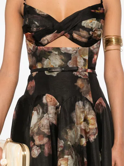 Zimmermann Hypnotic Linen And Silk Mini Dress In Multi