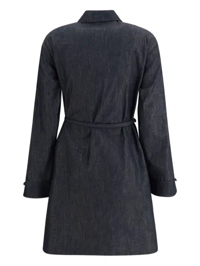 Fendi Belted Denim Shirt Mini Dress In Multi