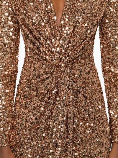 Elisabetta Franchi V-necked Long Dress In Gold