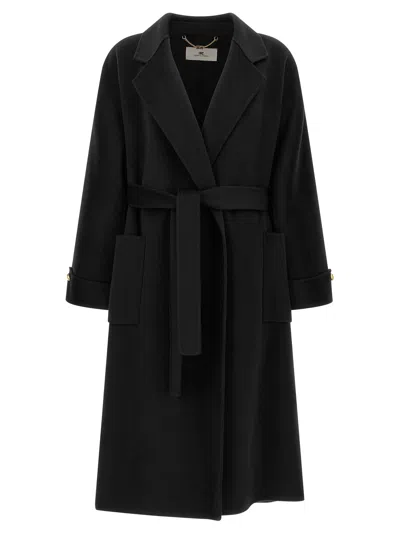Elisabetta Franchi Dressing Gown Coat Coats And Trench Coats Black In Black