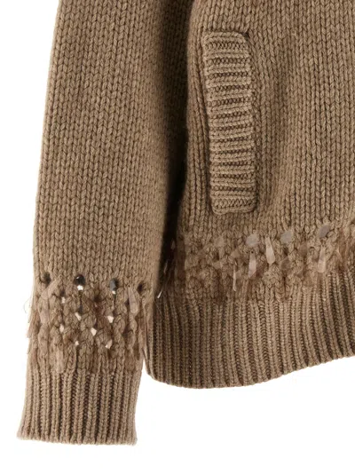 Brunello Cucinelli Drop Sequin Cardigan Sweaters And Cardigans Beige In Brown