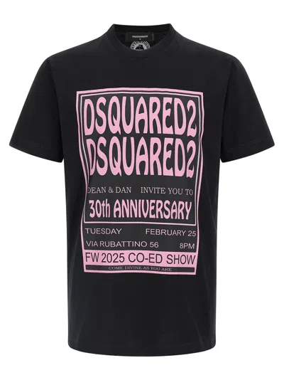 Dsquared2 Black T-shirt With 30th Anniversary Pink Print
