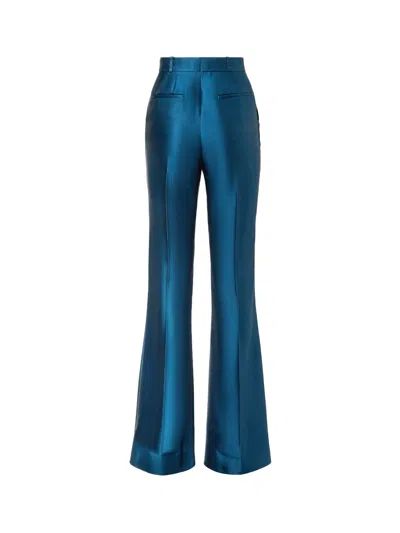 Fendi Women Duchesse Silk Trousers In Blue