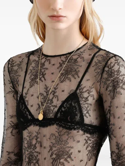 Dolce & Gabbana Chantilly Lace Bodysuit In Gray