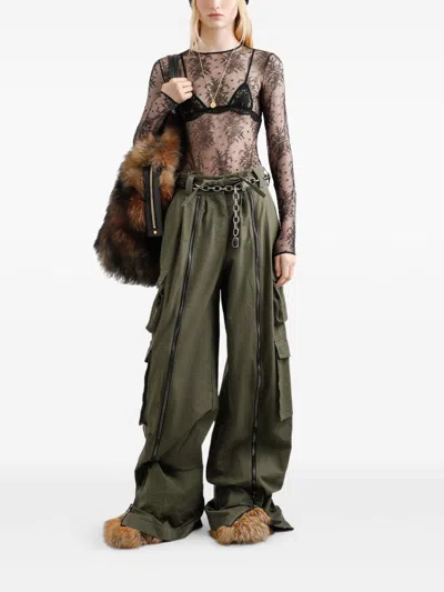 Dolce & Gabbana Chantilly Lace Bodysuit In Gray