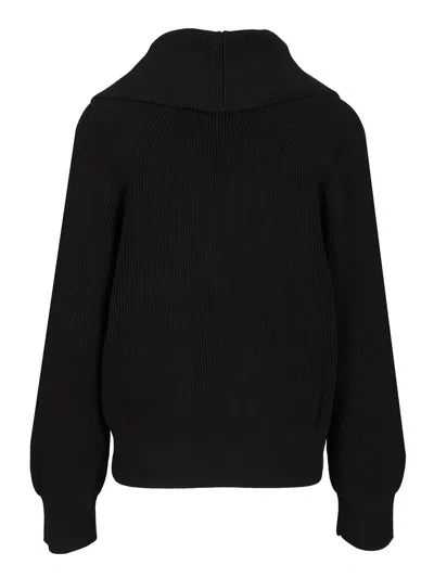 Bottega Veneta English Ribbed Cotton Sweater Knitwear Black In Black