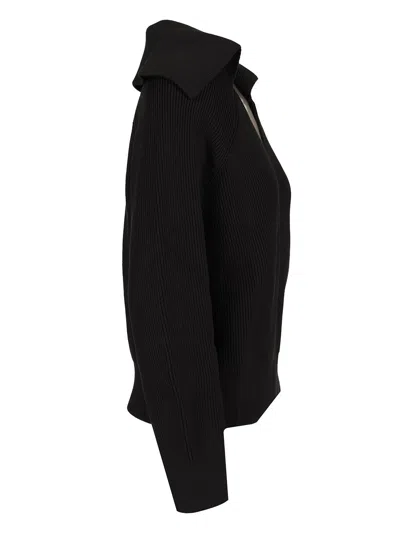 Bottega Veneta English Ribbed Cotton Sweater Knitwear Black In Black