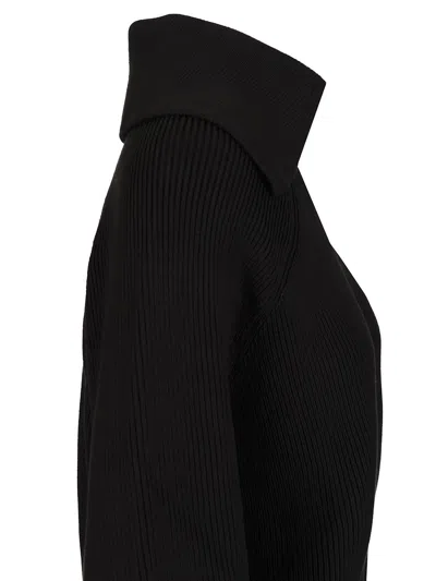Bottega Veneta English Ribbed Cotton Sweater Knitwear Black In Black