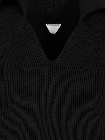 Bottega Veneta English Ribbed Cotton Sweater Knitwear Black In Black