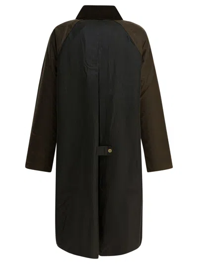 Barbour Singled Breasted Zip Detailed Coat In Green