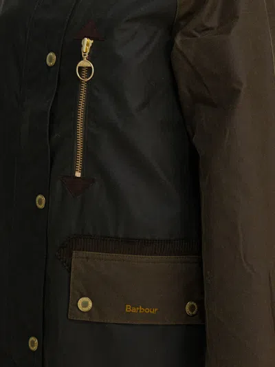 Barbour Singled Breasted Zip Detailed Coat In Green
