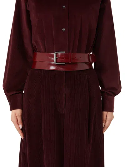 Max Mara Extra-long Belt With Double Loop And Shaped Tip. In Red
