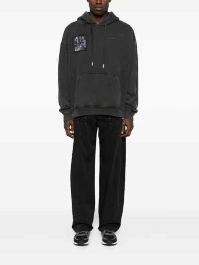 Off-white Off White Faded Painting Skate Cotton Hoodie In Gray