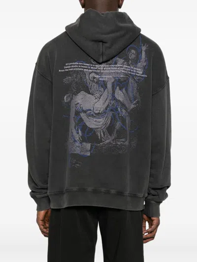 Off-white Off White Faded Painting Skate Cotton Hoodie In Gray