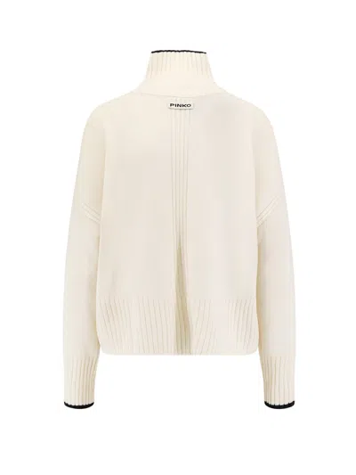 Pinko Falkland Wool And Cashmere Turtleneck Sweater In Neutral