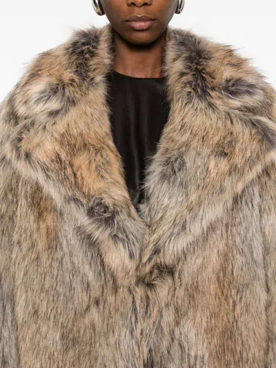 Thelaurent Faux-fur Notched-collar Jacket In Brown