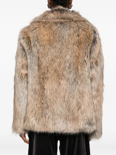 Thelaurent Faux-fur Notched-collar Jacket In Brown