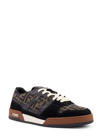 Fendi Match Ff Jacquard Low-top Sneakers In Brown