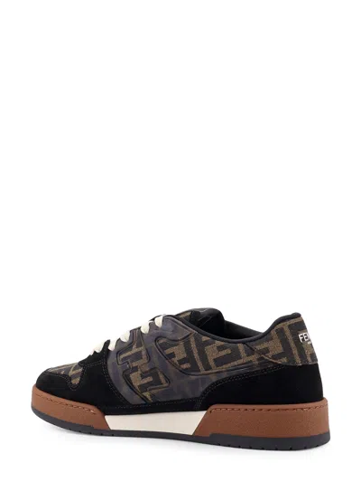 Fendi Match Ff Jacquard Low-top Sneakers In Brown