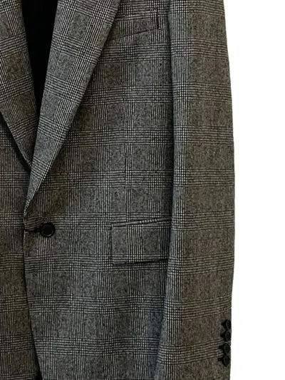 Saint Laurent Flannel Single-breasted Jacket In Gray