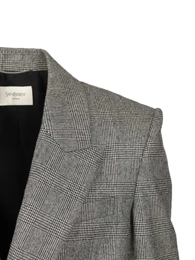 Saint Laurent Flannel Jacket Jackets Grey In Gray