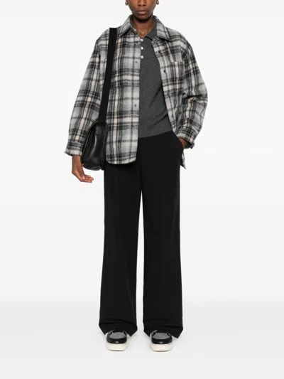 Dunst Gray Quilted Check Flannel Overshirt In Gray