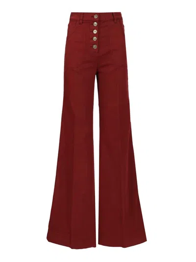 Etro Button-down Wide-leg Jeans In Burgundy