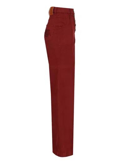 Etro Button-down Wide-leg Jeans In Burgundy