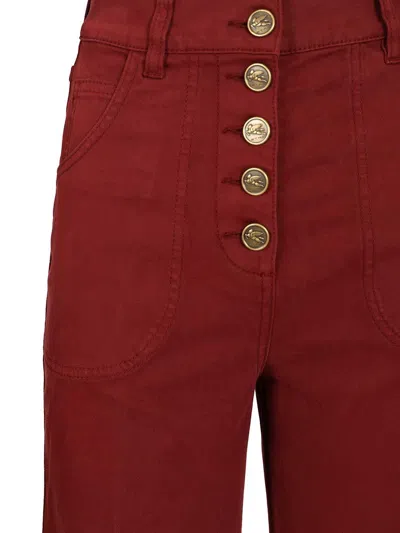 Etro Button-down Wide-leg Jeans In Burgundy