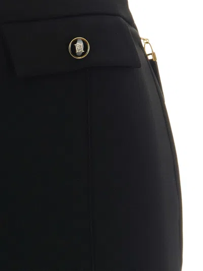 Elisabetta Franchi Flared Black Trousers With Tailored Silhouette In Black