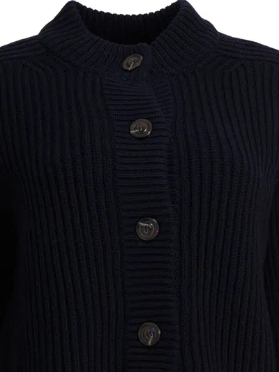 Soeur Knit Cardigan With Mock Neck And Long Sleeves In Blue