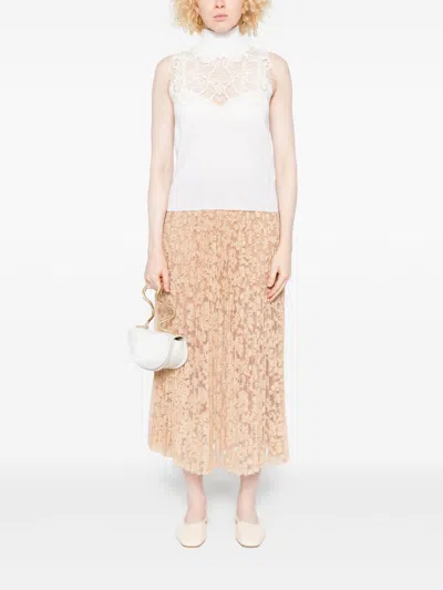 Ermanno Scervino Beige Elegance In Skirt In Brown