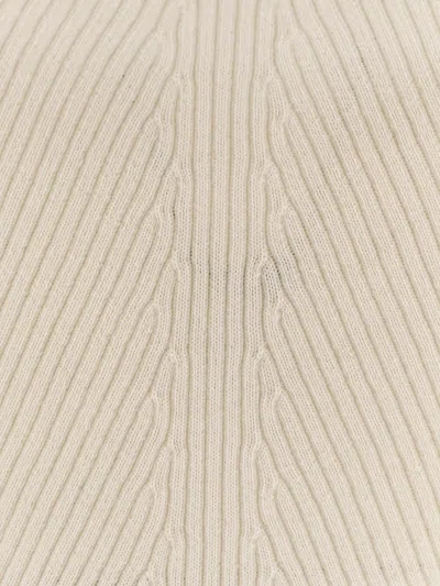 Hugo Boss Boss Foliora Virgin Wool Rib Funnel Neck Sweater In White