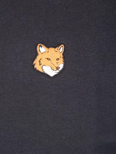 Maison Kitsuné Cotton Sweatshirt Featuring Fox Head Design In Blue