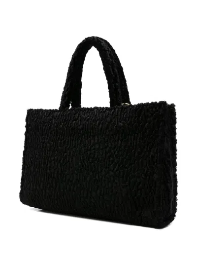 La Milanesa Rectangular Tote Bag Textured Finish In Black