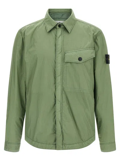 Stone Island Garment Dyed Crinkle Reps Ny Puffer Jackets Green In Green