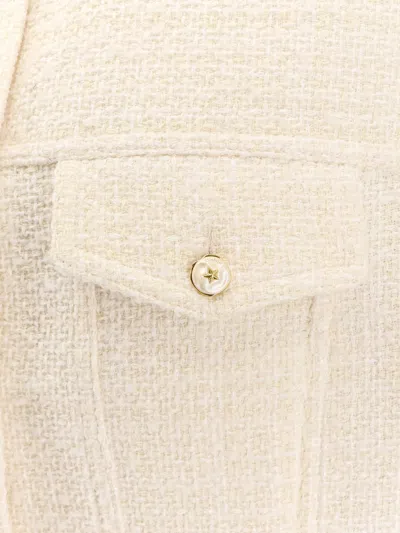 Pinko Textured Tweed Jacket With Golden Buttons In Neutral