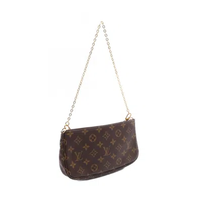 Pre-owned Louis Vuitton Brown Pink Rose Clair Pvc Coated Canvas Leather Pochette Shoulder Bag ()