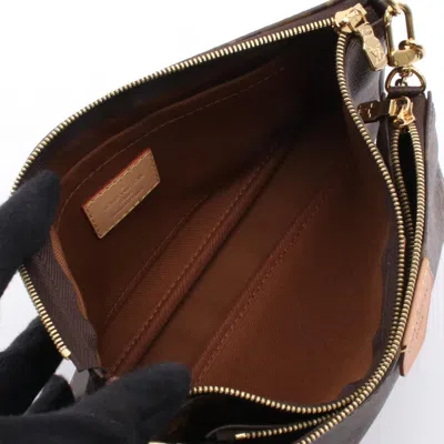 Pre-owned Louis Vuitton Brown Pink Rose Clair Pvc Coated Canvas Leather Pochette Shoulder Bag ()